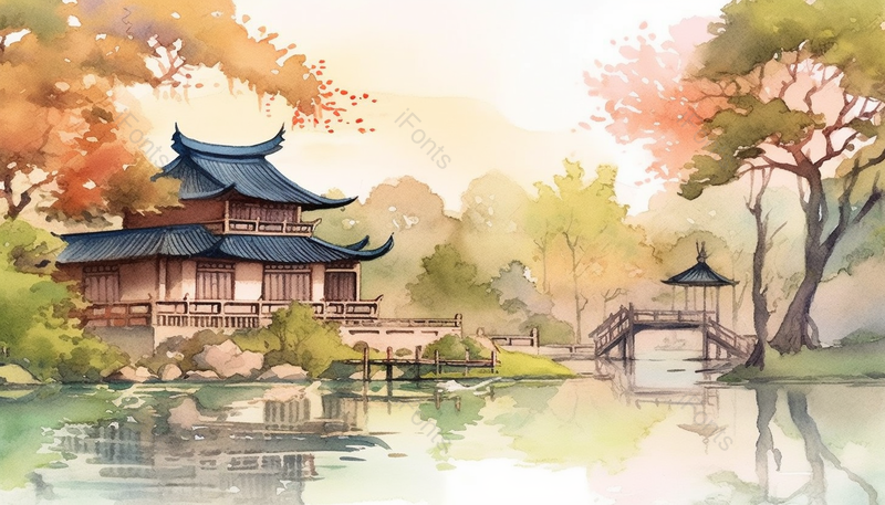 复古乡村生活水墨风格背景图,插画/手绘图,插画/手绘图库,插画/手绘图下载,插画/手绘